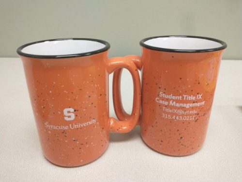 Small stoneware mugs.